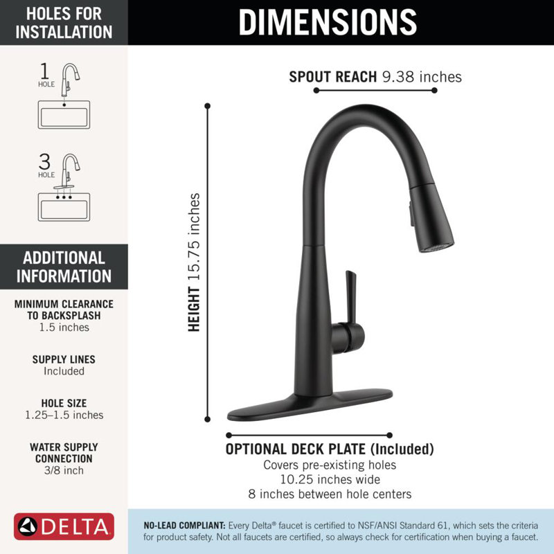 Essa Pull Down Single Handle Kitchen Faucet with MagnaTite® and Diamond Seal Technology, Matte Black