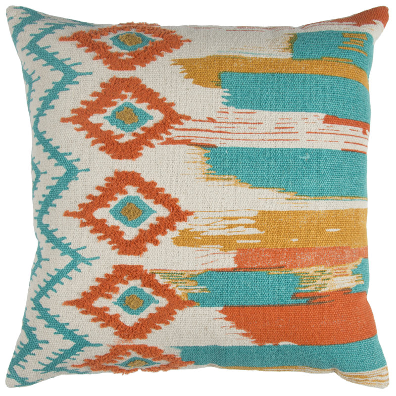  Decorative 100% Cotton Throw Pillow, Poly Fill, 20 W x 20 H x 6.5 D