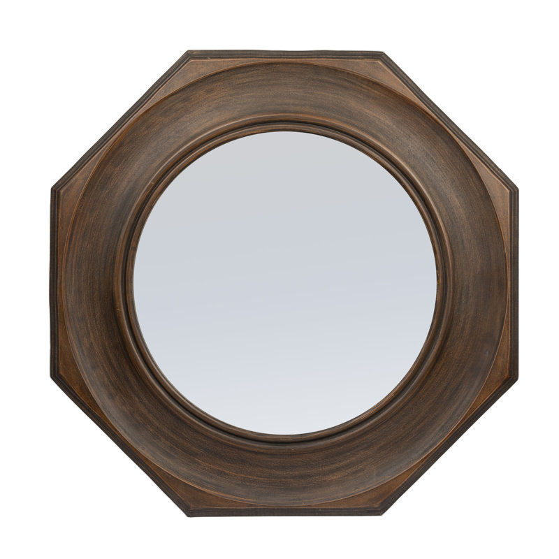 Miroir mural hexagonal, Brun