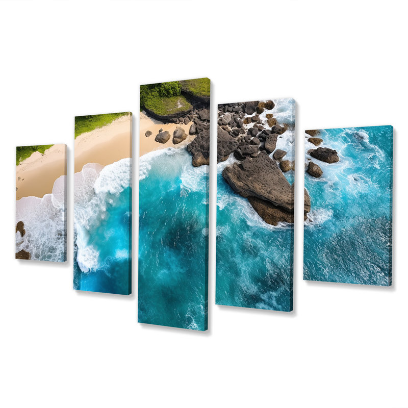  «Rocky Beach Arie View V - Beach and Ocean Multipanel Wall Art