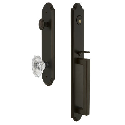 Arc Handleset with Single Cylinder Deadbolt and Biarritz Door Knob and Rosette