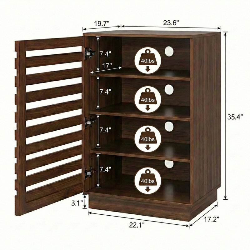 35.4 " H Media Shelves, Brun