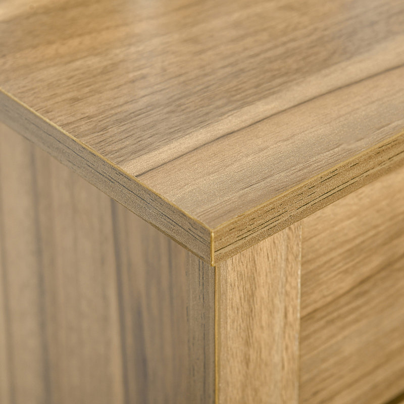 Farmhouse Sideboard Buffet Cabinet, Barn Door Coffee Bar Cabinet with Adjustable Shelf, Light Natural Wood 