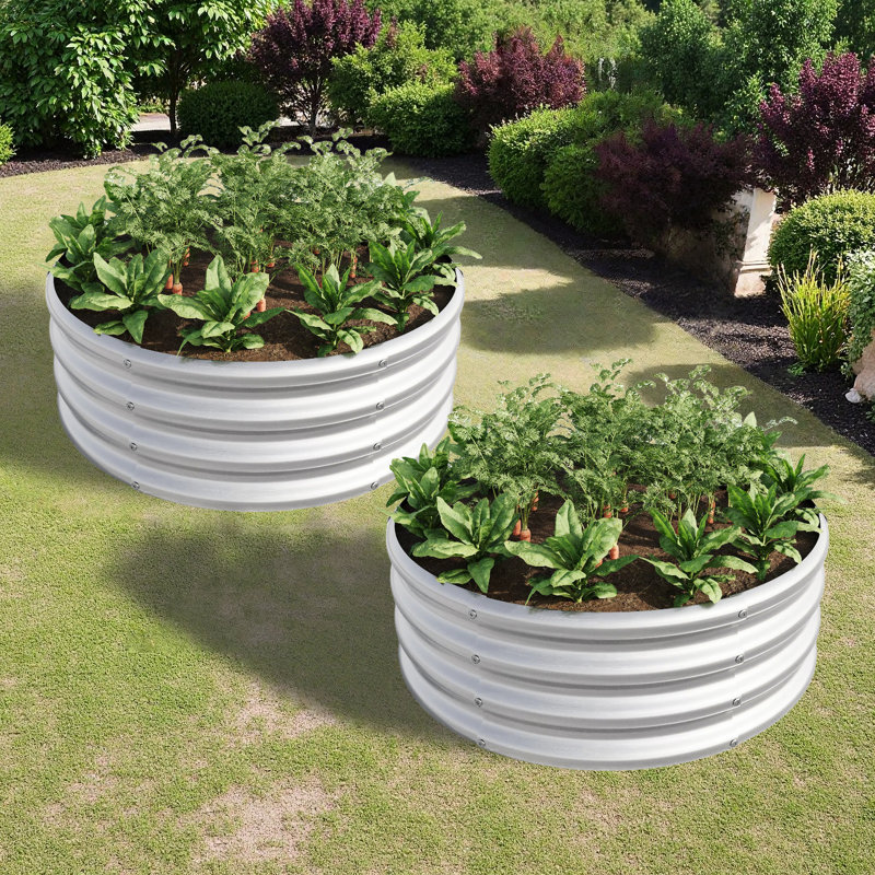 2 pièces W840116761 Lit de jardin surélevé en métal avec - Revêtement de rouille pour une plantation durable d'herbes et de plantes grasses, 110 gallons Boîte à fleurs galvanisée Soil Space