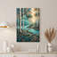 Tableau sur toile représentant un chemin forestier de bouleaux turquoise avec un feuillage coloré à pois-554800411