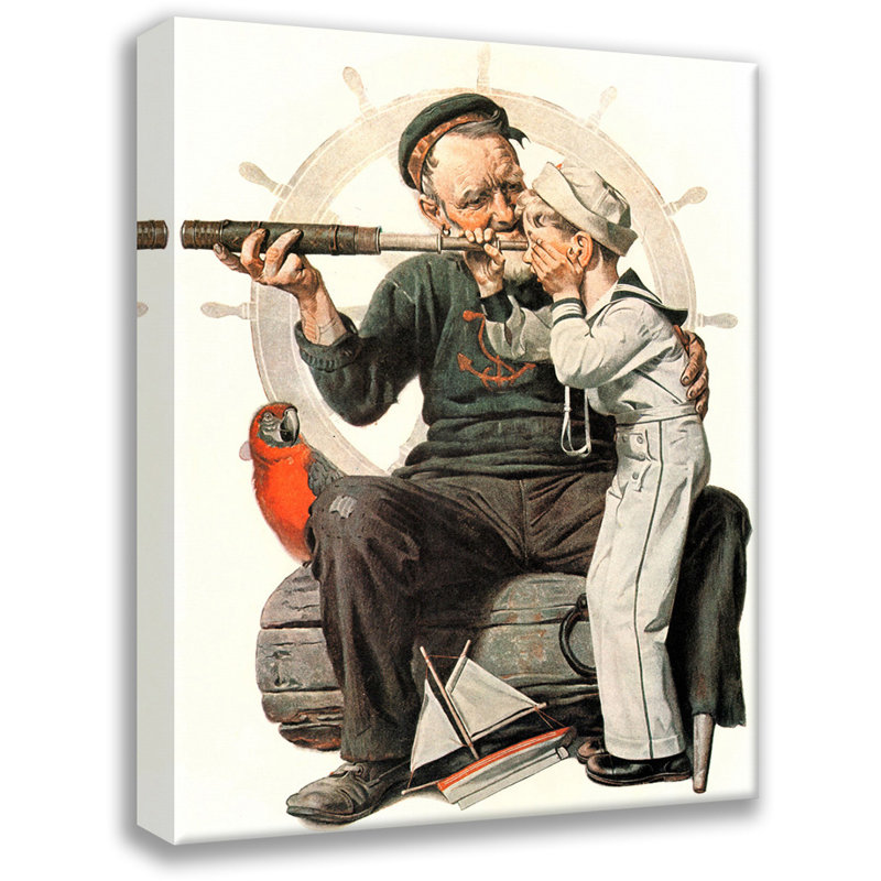 «Settin 'Ones Sights» par Norman Rockwell, toile tendue avec châssis, H 40 po x l 28 po