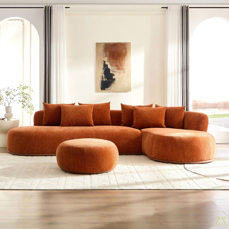 Canapé modulaire en L surdimensionné de 134,63 po avec repose-pieds avec méridienne et siège profond pour salon