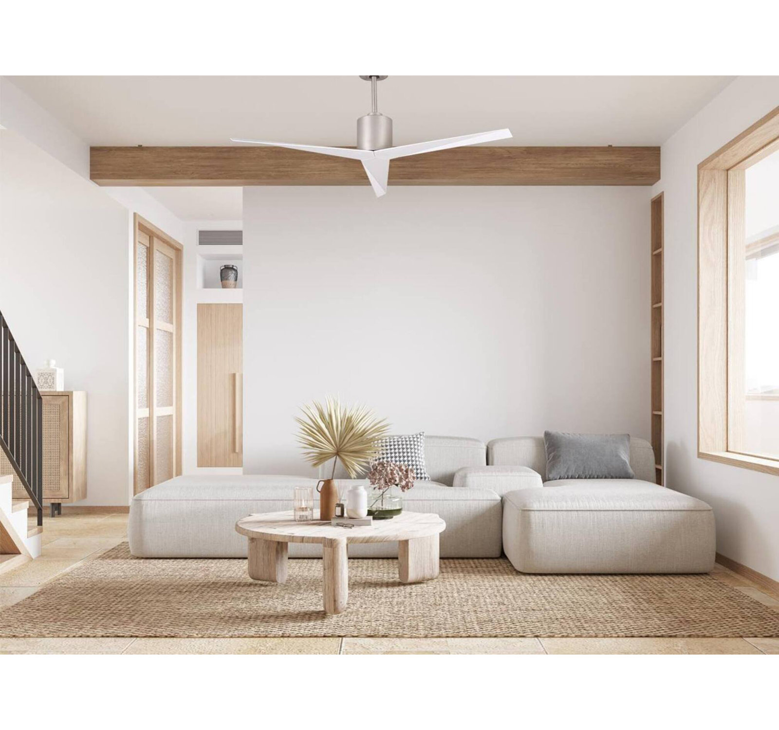 56'' 3 Blade Ceiling Fan, Brushed Nickel, Brushed Nickel