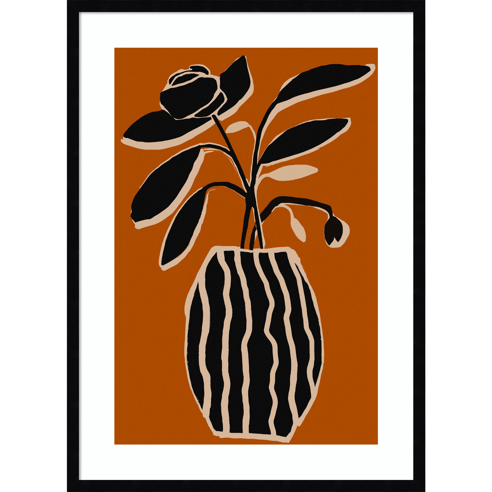 Ochre Still Life No 5 by Treechild, Black Framed, 33" H x 24" W x 1" D