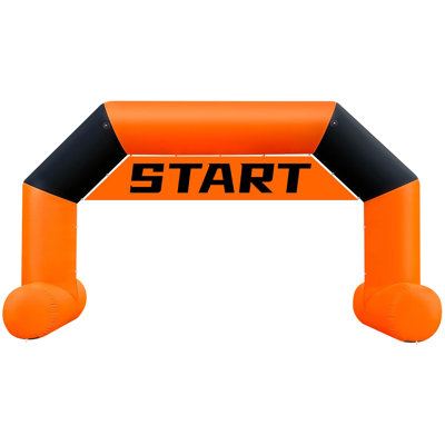 20Ft Orange & Black Inflatable Arch Start Finish Line Archway with Built-in 150W Blower, Hexagon Inflatable Arch for Outdoor Race Events, Advertising & Business Displays