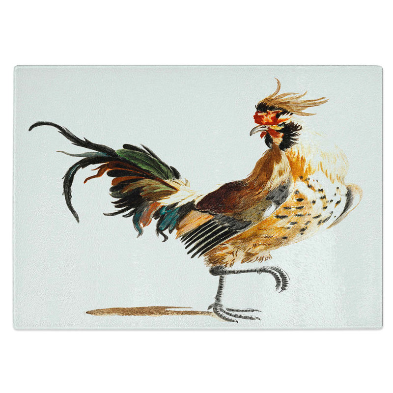 Tempered Glass a Rooster Chopping Board, 39 cm W x 28.5 cm L