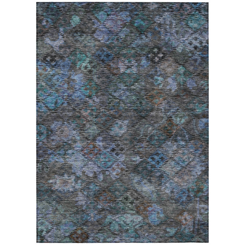 Machine Washable Indoor/Outdoor Chantille ACN1109 Teal Rug, Rectangle 8' x 10'