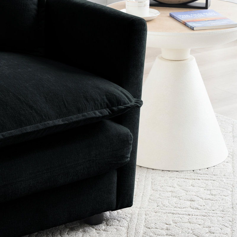 Confortable 2: chenille noire et coussins en mousse épaisse avec chenille: soutien