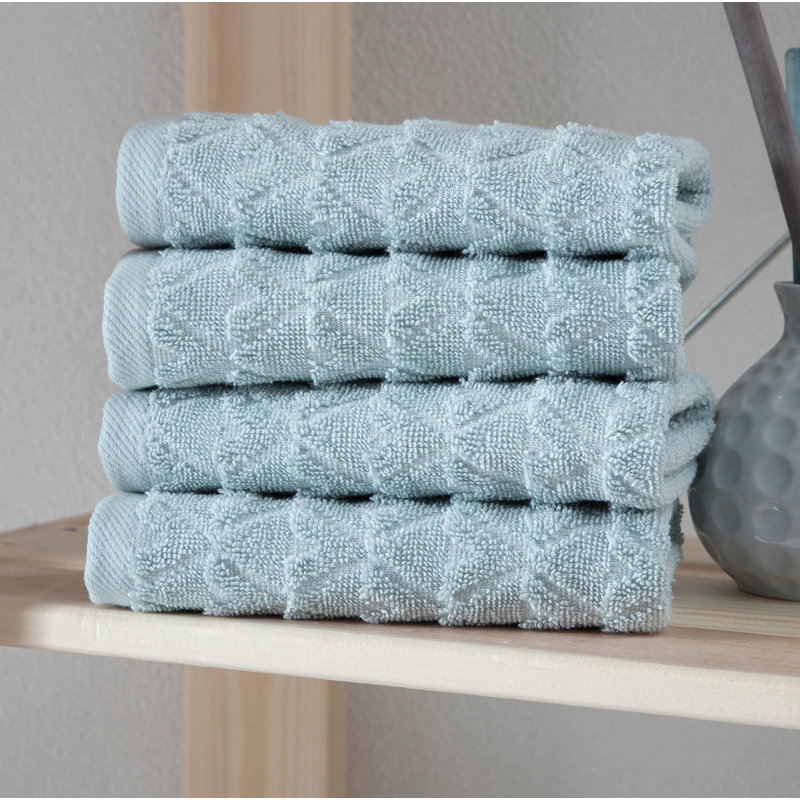 Spotts Midweight Jacquard Washcloth, Evening Blue