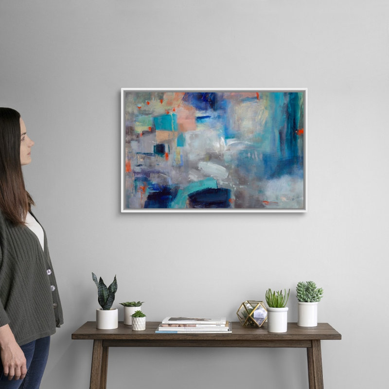 Reproduction d'art sur toile, H 22 po x l 32 po x P 1,75po, Cadre flottant blanc