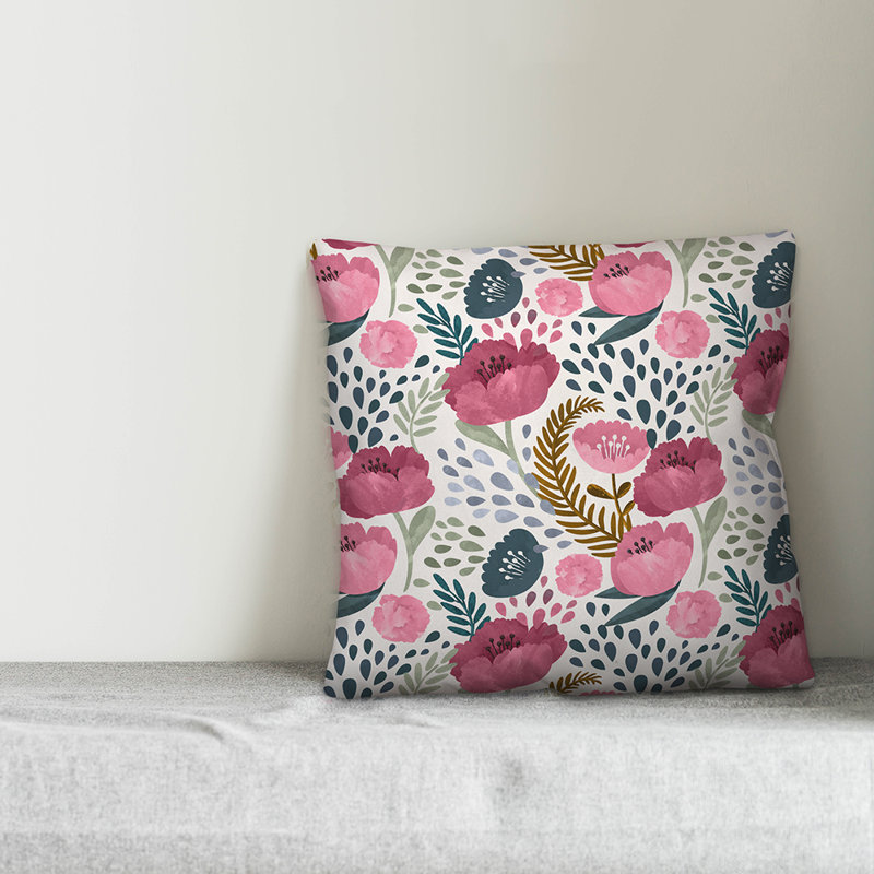 Housse de coussin Floral, 14 po x 20 po, Polyester/ Bourre en polyester