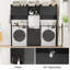 Comptoir de laveuse-sécheuse avec tablette, piédestal avec armoire de rangement, organisateur de salle de lavage avec panier à linge inclinable, comptoir en bois multi-couches avec bordure, conception anti-basculement