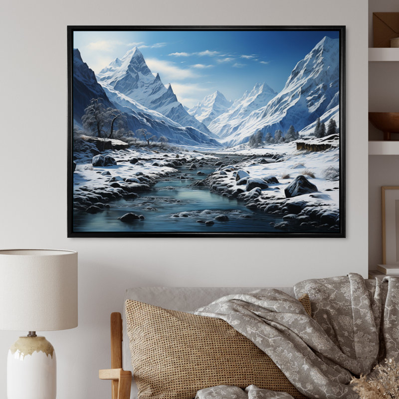 Winter Tranquility Mountains I - reproduction imprimée, 24" H x 32" W, Cadre flottant noir