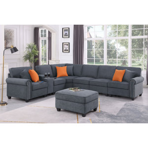 Three Posts™ Kettner 8 - Piece Upholstered Sectional & Reviews | Wayfair