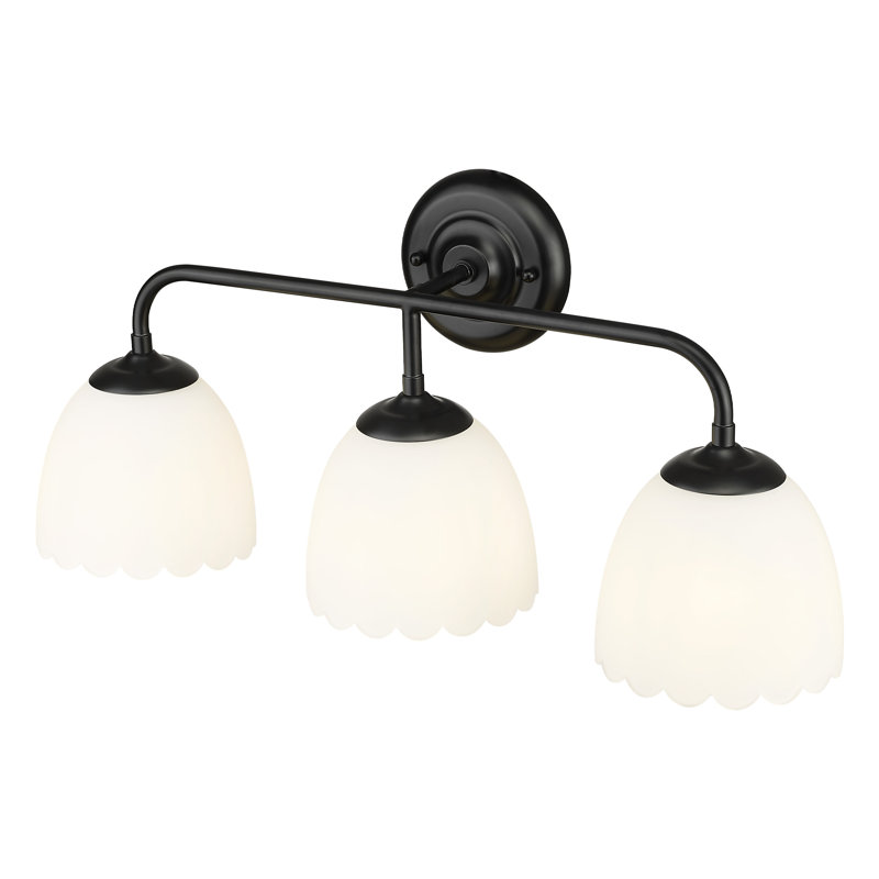 Dorinda 3-Light Vanity Light in Matte Black with Opal Glass, Matte Black