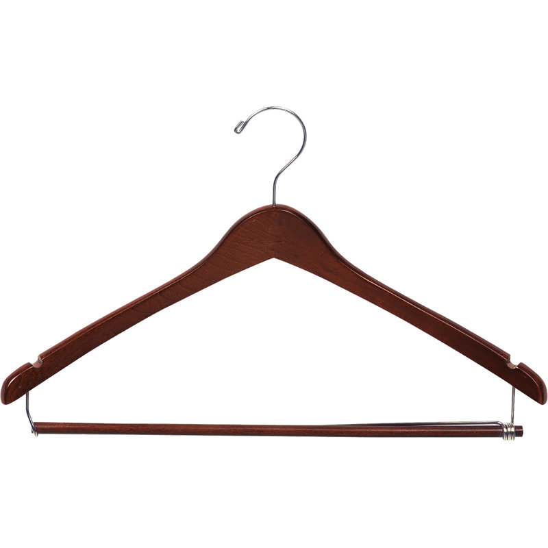 Cintre en bois courbé pour costume / manteau, Noyer / Chrome
