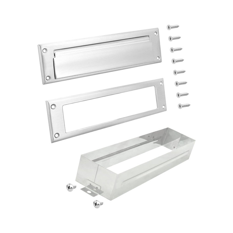 Fente pour boîte aux lettres en laiton massif Nuk3y 10 po x 3 po, Nickel satiné