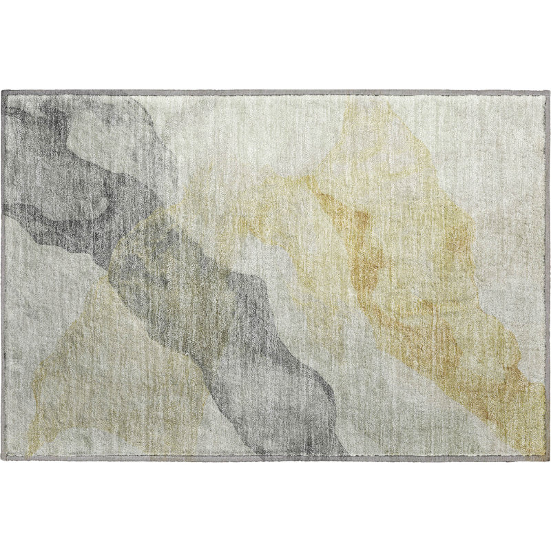 Premium Machine Washable Mayfield AMF2109 Abstract Rug, 1'8" x 2'6", Beige