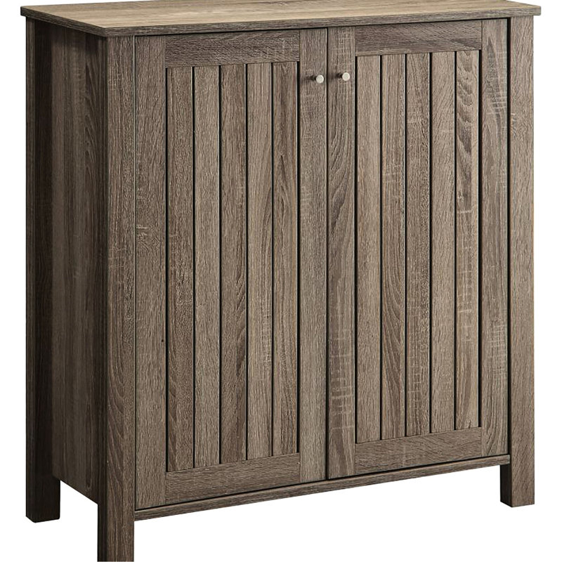 Armoire à chaussures taupe foncé avec attrait rustique et 4 tablettes pour la propreté de l'espace de vie