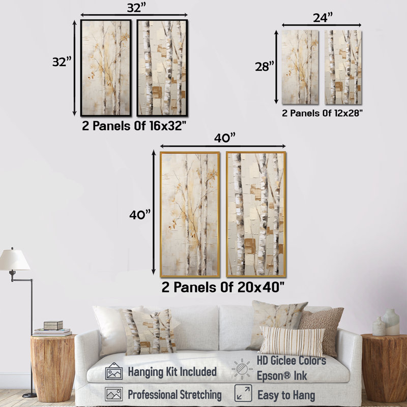 Ensemble de salon mural en bois de bouleau, H 40 po x l 41 po, Cadre flottant brun