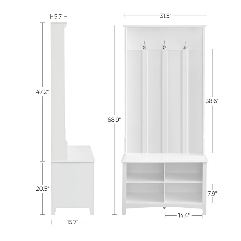 Arbre d'entrée Cotaco avec banc et rangement pour chaussures