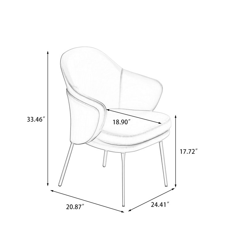 Gray Solid back side Chair(Set of 2)