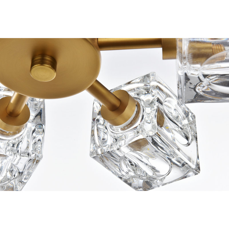 Yil Glass Semi Flush Mount, Satin Gold