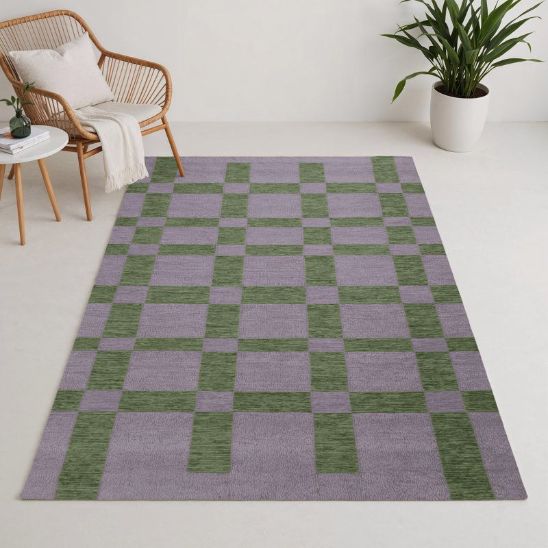 Tapis d'intérieur et d'extérieur à carreaux rose, Rectangle 9 pi x 12 pi