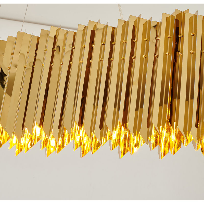 6-Light Gold Stainless Steel Oval Spike Chandelier