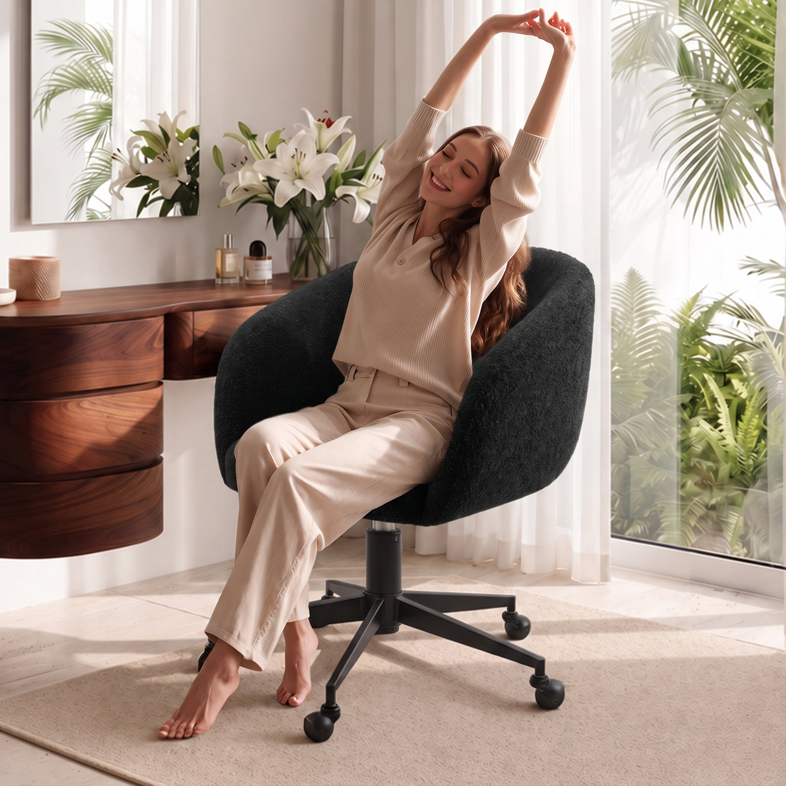 Velvet Office Chair, Black