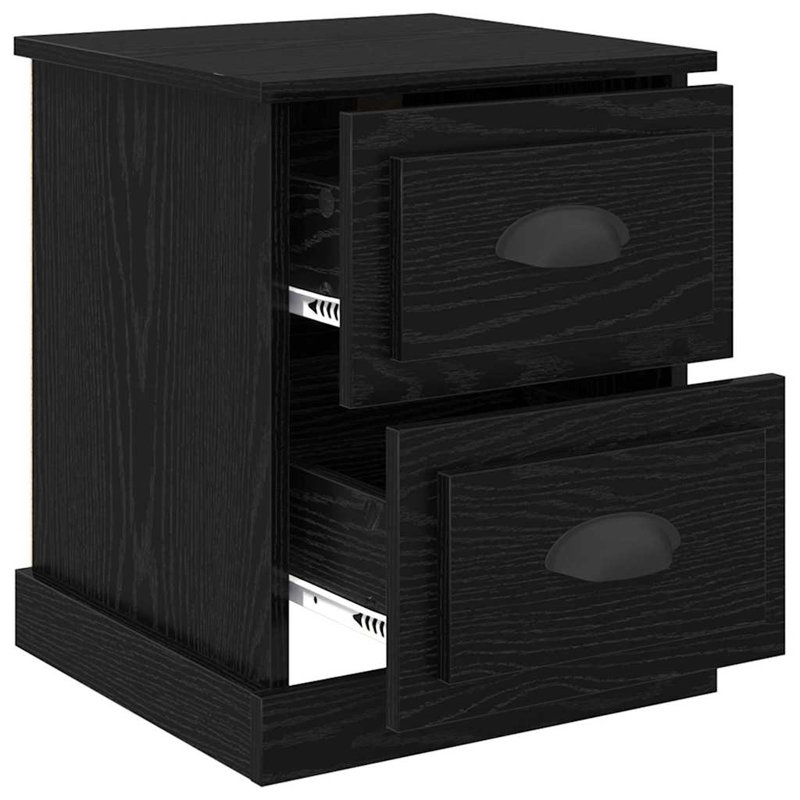 39cm W Manufactured Wood Bedside Table, Black Oak