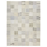 Ivory Patchwork Wool Rug - 9'1" x 12'