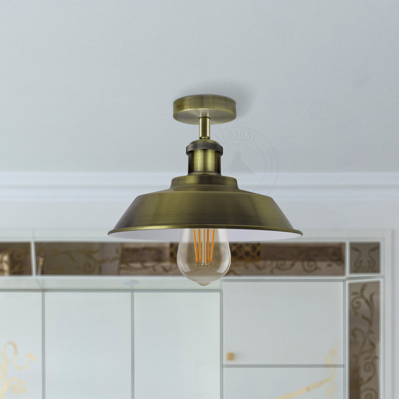 Kymani Semi Flush Mount, Green Brass