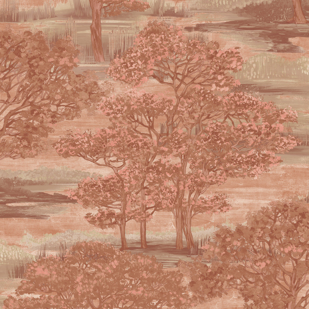 Forest Toile Self-Adhesive Wallpaper Roll, Red