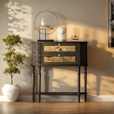 Two Drawer Ash Wood Storage Cabinet