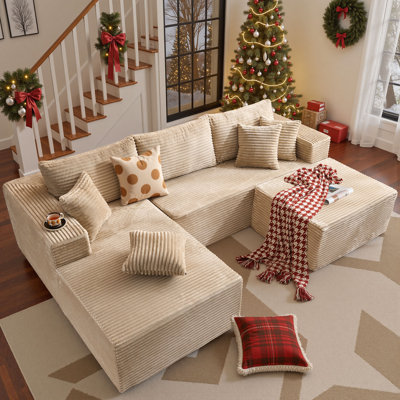 Navarrie 2 - Piece Upholstery Compression Sofa,  No Assembly Required Sectional