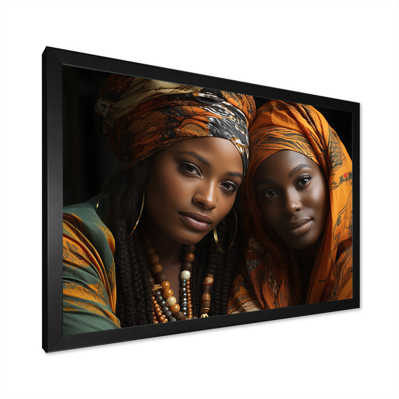 World Cultures Sœurs II sur toile, H 30 po x l 40 po x P 1,5 po, Cadre photo noir