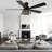 52" 5-Blade Black Flush Mount Ceiling Fan with Lights and Remote Control, 6-Speed Low Profile Farmhouse Ceiling Fan for Bedroom, Living Room