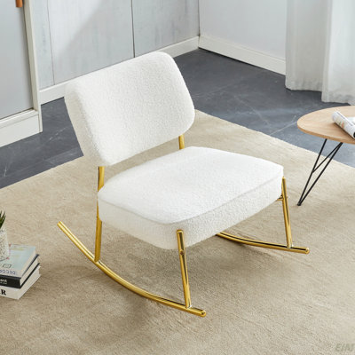 Chaise berçante coussinée, chaise berçante unique, siège rembourré, chaise berçante avec dossier et pieds en métal doré. Chaises d'appoint confortables dans le salon, la chambre à coucher et le bureau (chaise berçante)