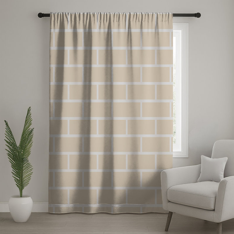 Rideaux de fenêtre muraux en brique beige, voilage et rideaux occultant en brique - 1 panneau, Blockout, 50" x 80" - 1 Panel