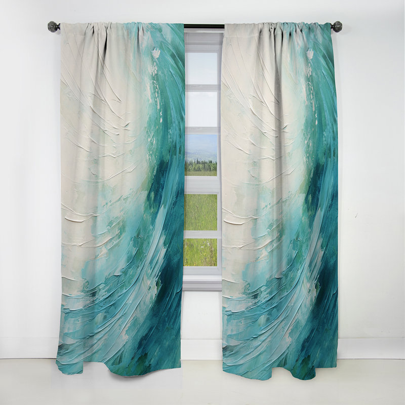 Teal Twisting Tranquility Spiral - Spirals Curtain - Blackout Abstract Curtain - 1 Panels, 52" W x 90" L