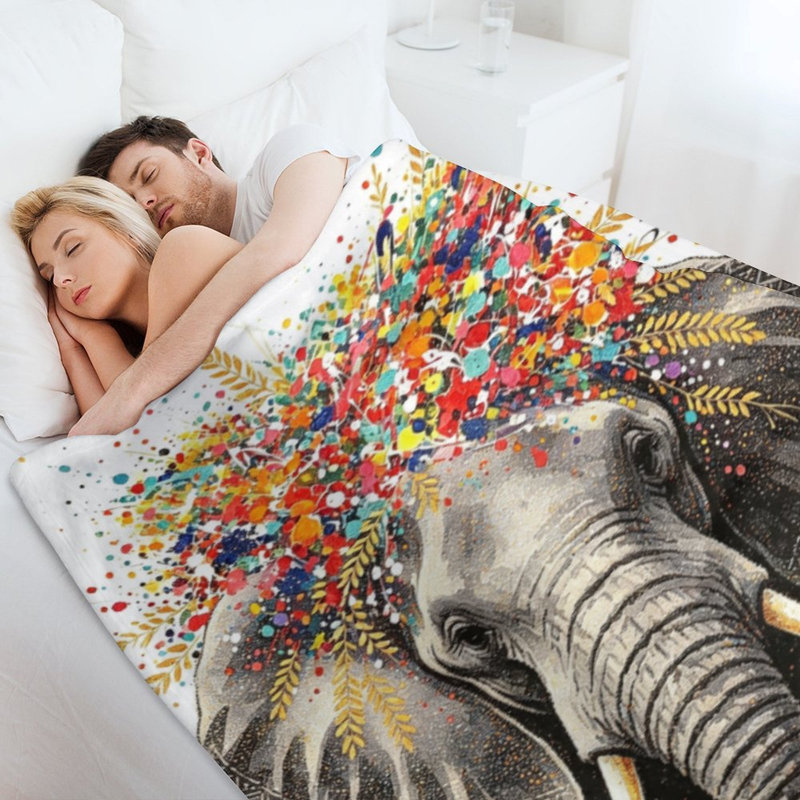 Jeté en flanelle de luxe Elephant, 60 x 80 po