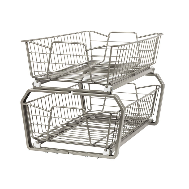 Two-Tier Nickel Pull Out Cabinet Organizer, 12.11"