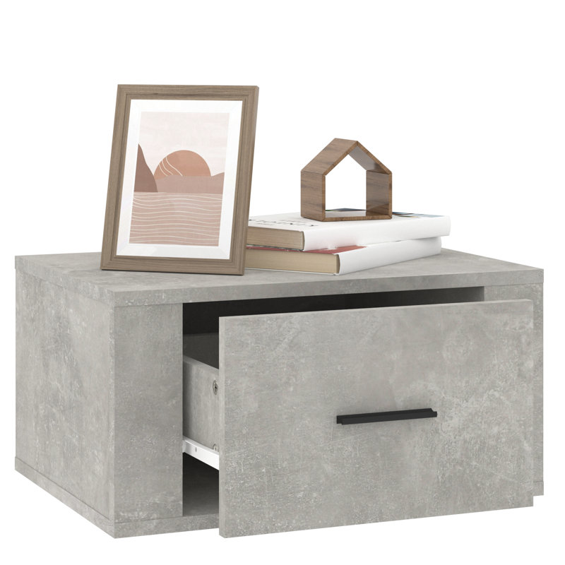 Wall-mounted Bedside Cabinets 2 pcs, Concrete Grey