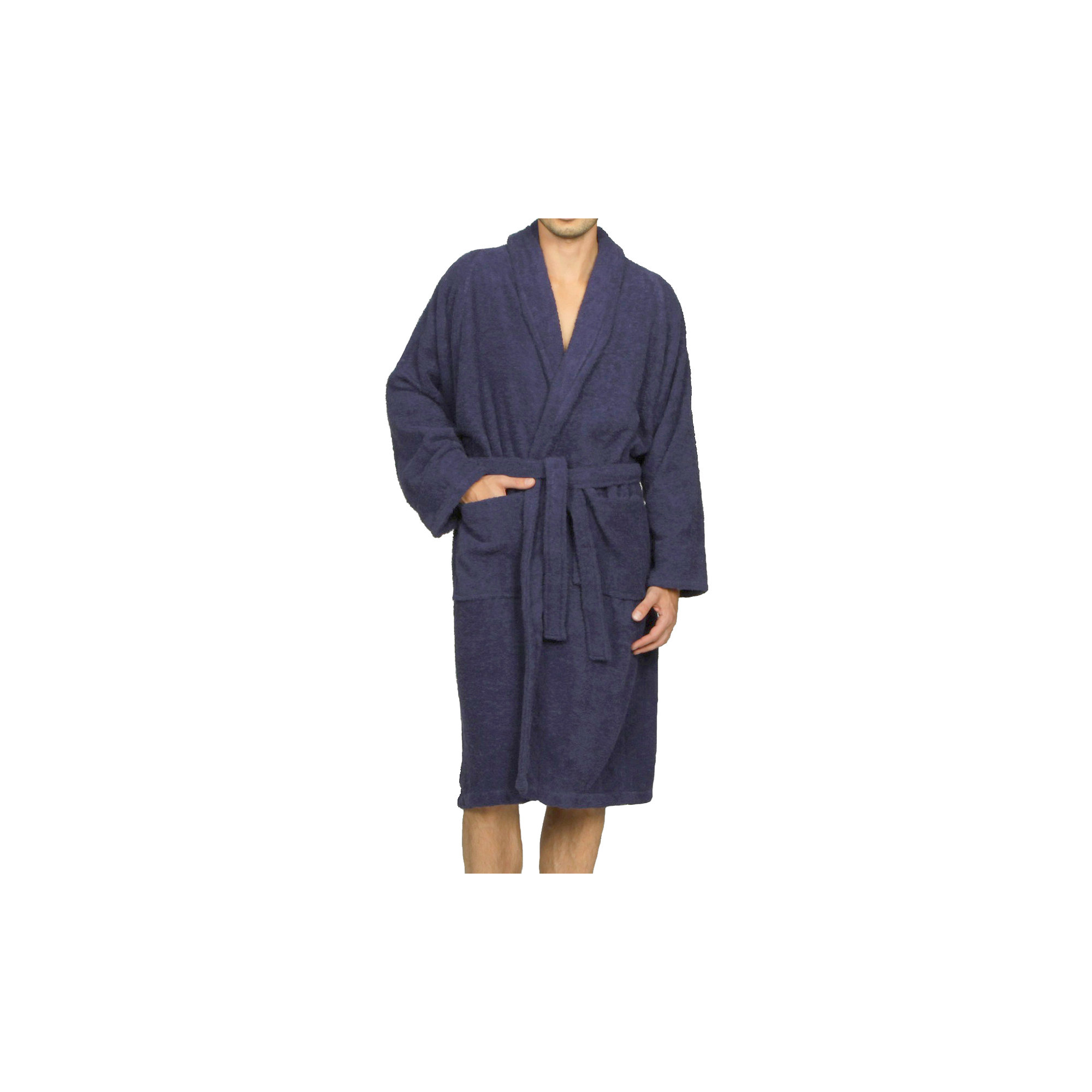100% Cotton Bathrobe, Navy Blue, XL
